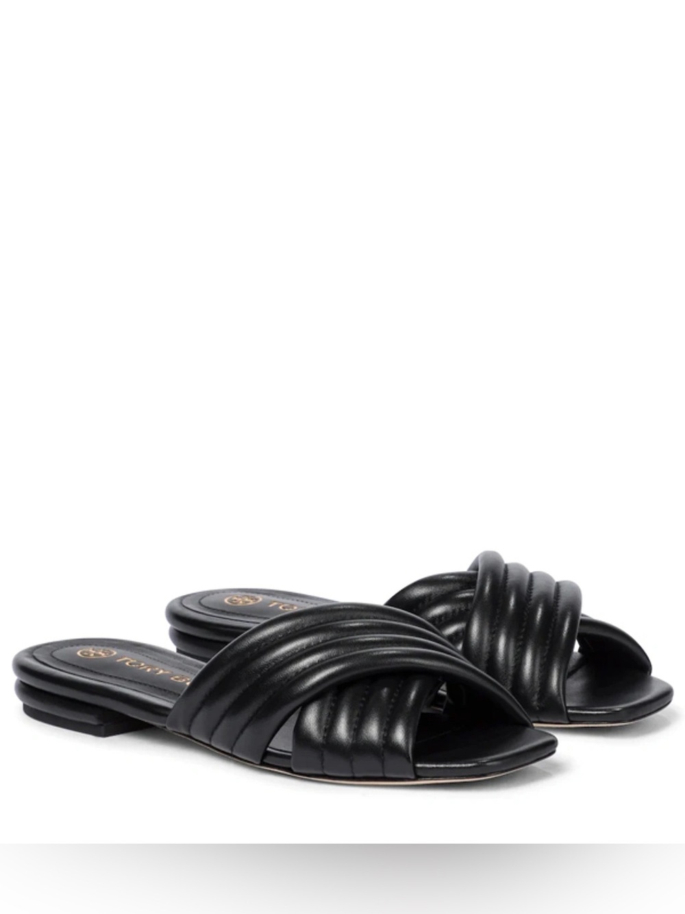 Tory Burch Kira Quilted Crisscross Slide Sandals In Perfect Black